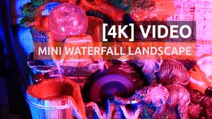 [4K] Mini cascada, peisaj in miniatura, muzica ambientala